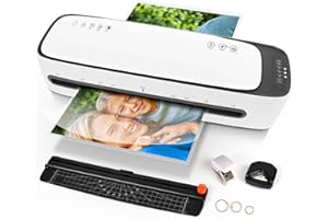 Zyerch Laminator Machine, A3/A4/A5/A6 Lamination Machine with Sheets 12 Pouches, Paper Trimmer and Corner Rounder, 13'' Thermal Laminator for Home Office School Use, 60s Fast Warm-Up, White
