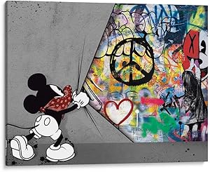Banksy Wall Art, Graffiti Wall Art & Large Pop Art Décor, Museum Quality Canvas Wall Decoration by Canvas Lab - Beautiful Bright Colors - Pop Art Mouse (40x30in)