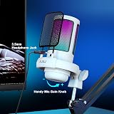 NJSJ USB Gaming Microphone Kit with Boom Arm RGB Monitoring Jack view 5