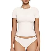 OEAK Womens T-Shirts Short Sleeve Shirts Crew Neck Basic Tees Soft Smoothing Seamless Tshirts Slim Fit Going Out Trendy Tops