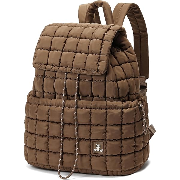 Women\'s Khaki Quilted Puffer Imported Drawstring Magnetic Closure Backpack Amazon.com: VAKAER Puffer Backpack for Women Lightweight  main image 4