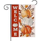 Welcome Pumpkin Garden Flag 12.5 x 18 Inch Double Sided Autumn Leaves Yard Outdoor Decoration