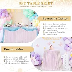 White Iridescent Sequin Table Skirt for Rectangle