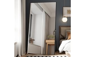 Beauty4U 76" x 37" Large Full Length Mirror With Stand, Black Wall Mounting Full Body, Metal Frame for Living Room, Bedroom