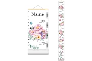Wall Height Chart for Kids Personalized Name Custom Christmas Gift Baby Girls Flower Room Decor Wall Canvas Height Growth Mea