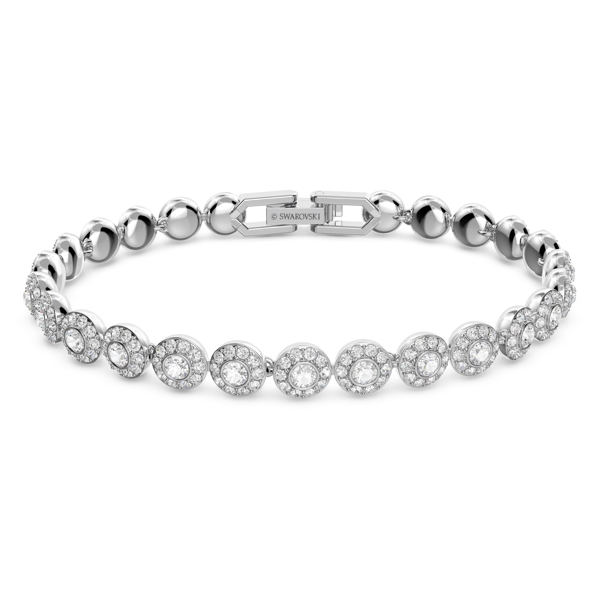 Swarovski Una Angelic Tennis Bracelet, Clear circle-cut Swarovski ...
