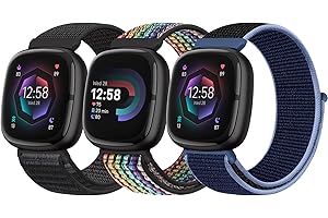 Bcuckood Nylon Loop Compatible with Fitbit Sense 2/Fitbit Sense/Fitbit Versa 4/Fitbit Versa 3 Bands, Women Men Soft Nylon Adjustable Breathable Strap Solo Loop Replacement Wristband