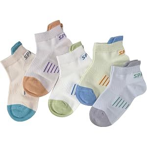 Nanmuir Boys Mesh Ankle Socks, Toddler Breathable Cotton Low Cut Athletic Short Socks with Non Slip Heel for Kids, 5 Pairs