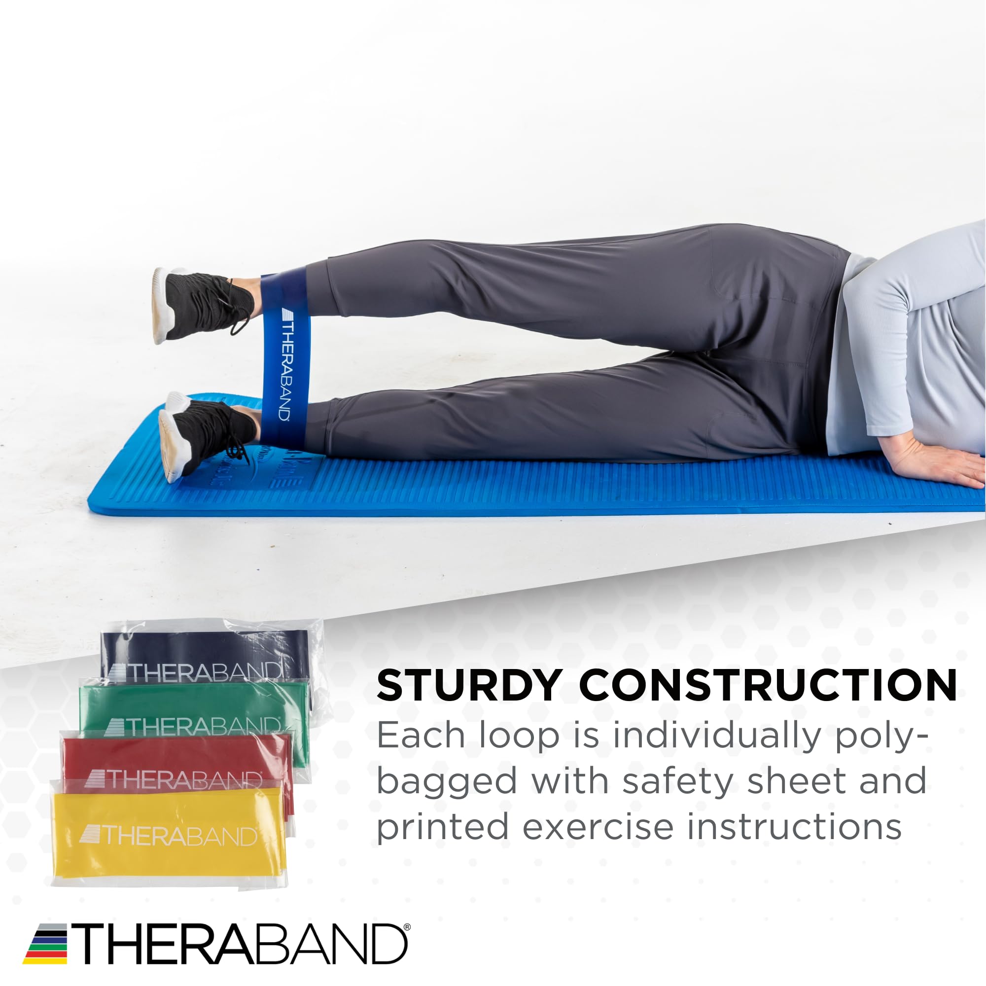 THERABAND Resistance Band Loop Set, Resistance Bands for Kids, Band Loop Kit for Workouts, Beginner to Advanced Levels for Exercise, Rehab, Physical Therapy, & Stretching