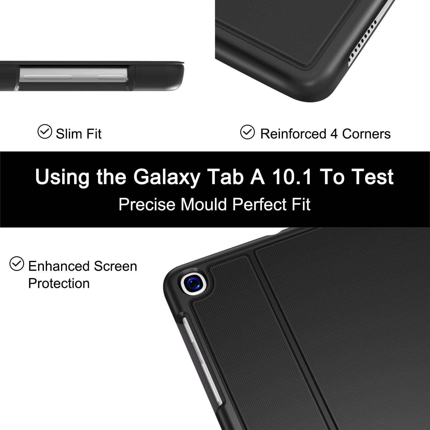 Soke Galaxy Tab A 10.1 Case 2019, Premium Shock Proof Stand Folio Case, Multi- Viewing Angles, Soft TPU Back Cover for Samsung Galaxy Tab A 10.1 inch Tablet [SM-T510/T515/T517],Black: Electronics