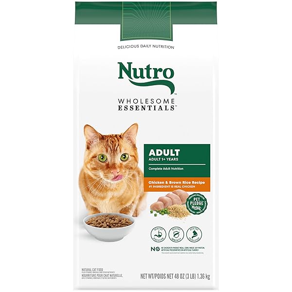 NUTRO WHOLESOME ESSENTIALS ADULT DRY CAT FOOD, CHICKEN & BROWN RICE RECIPE, 3 LB. BAG