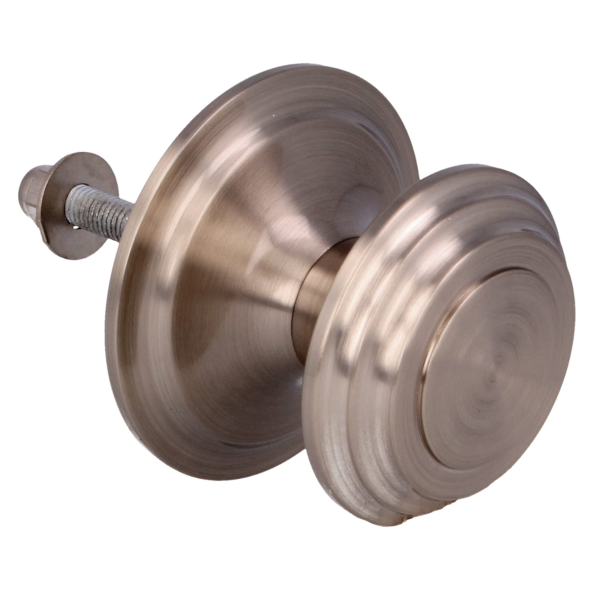 Amig - Model 12 Gold Round Solid Brass with PVD Finish for Exterior Doors | Handle Diameter 70mm | Height 63.5mm | Easy Assembly | Includes Fixing Nut