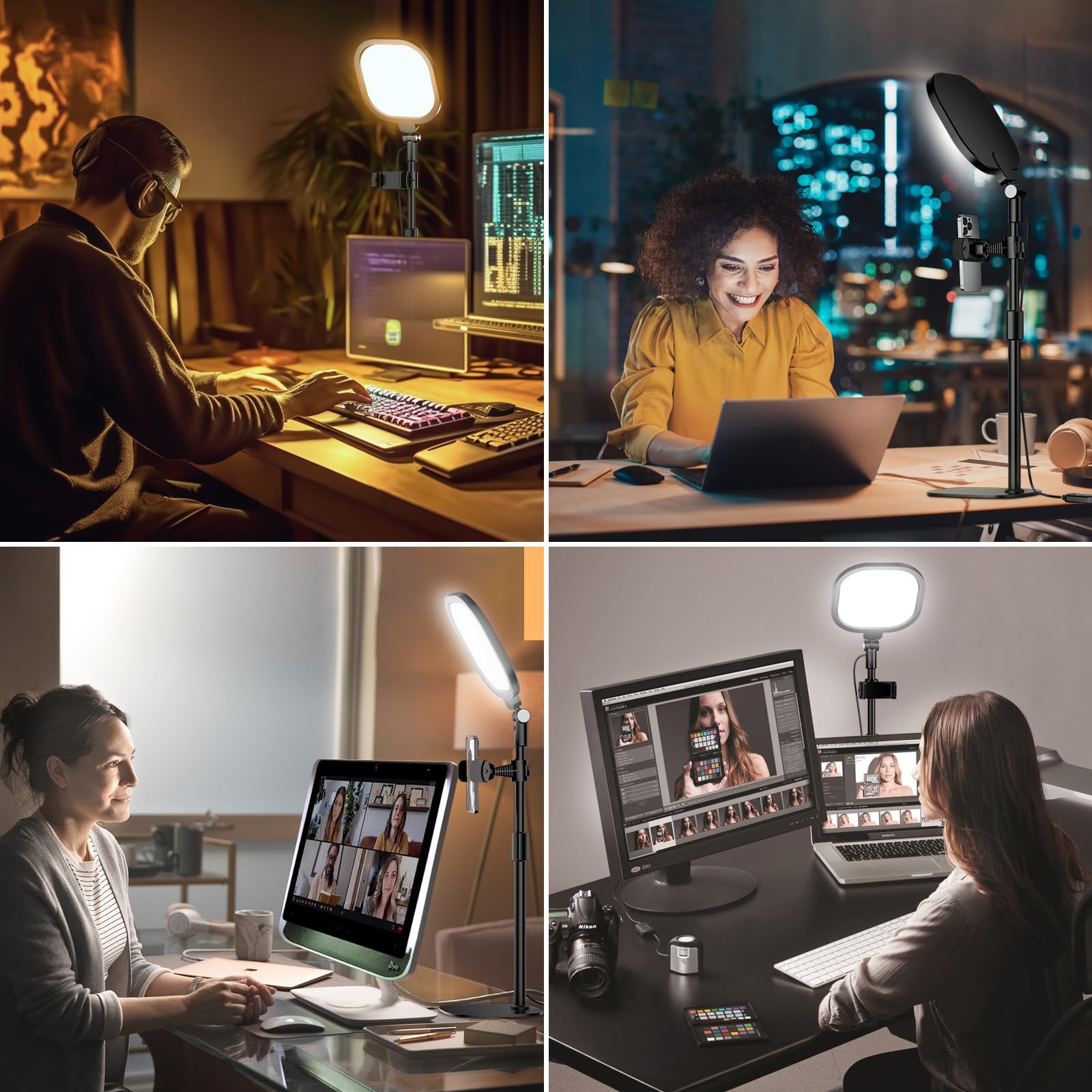 Ring Light with Stand, Zoom Lighting for Computer, Adjustable Desk Lighting for Video Calls, 30 Light Modes Conference Lighting for Webcam, Meetings, Recording, Live Stream, Home Office. CRI 97.8