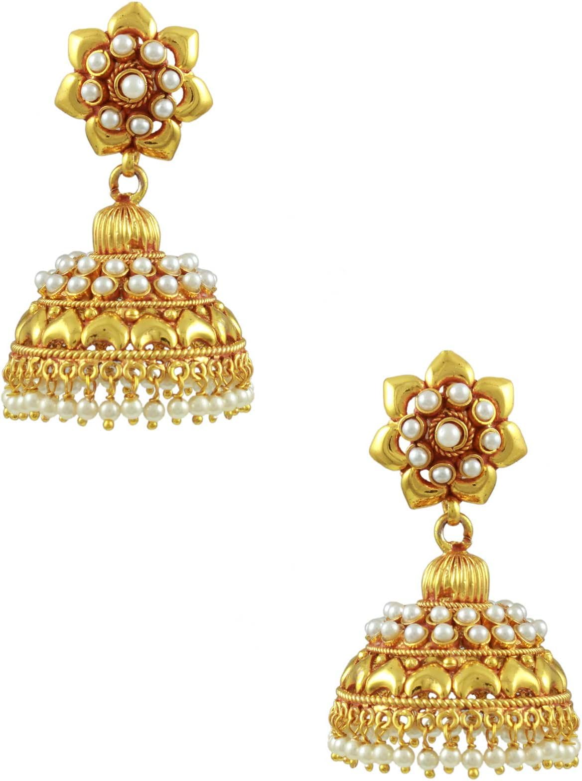 Floral Pearl Jhumki Earrings