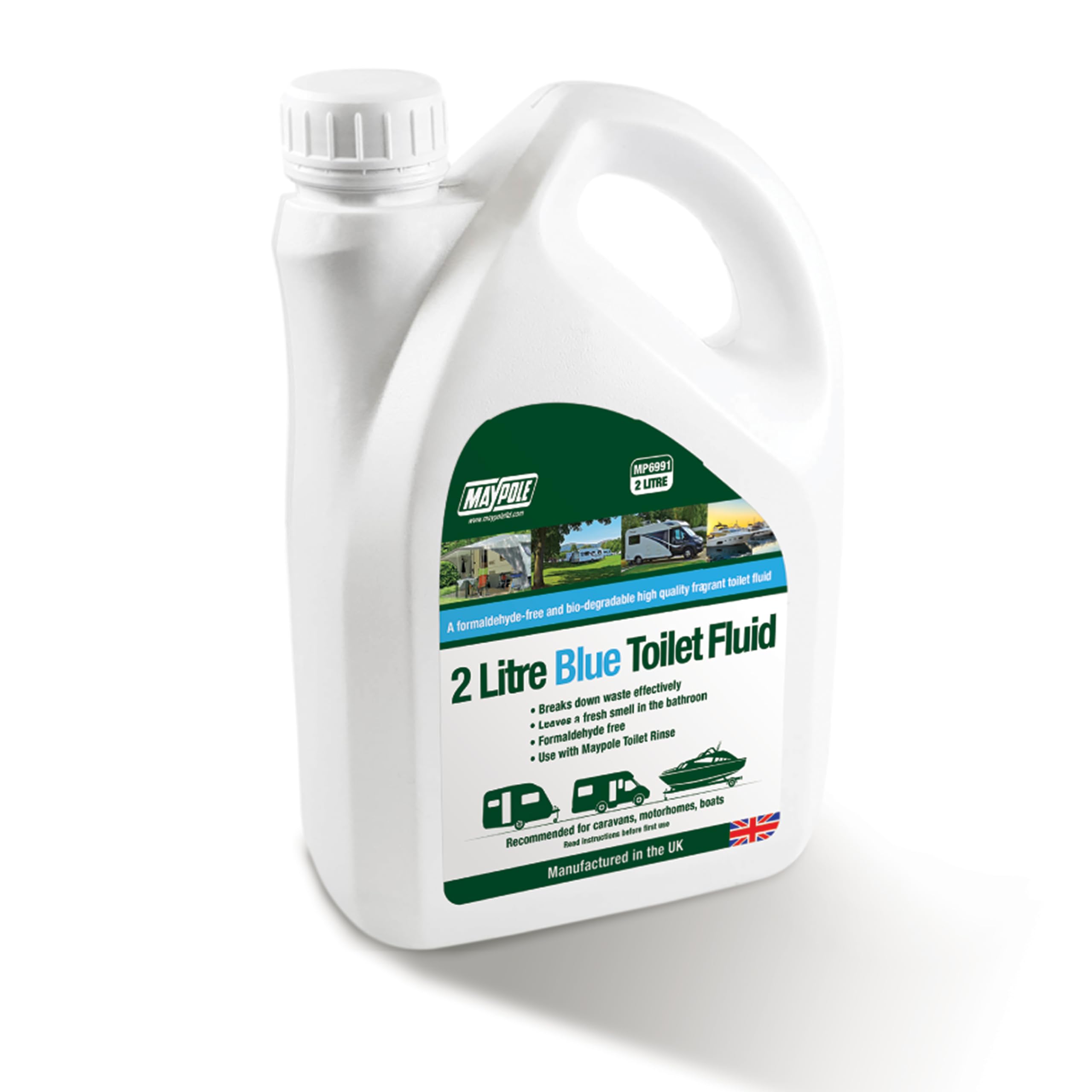 Maypole Superior 2 L Eco Blue Toilet Fluid for Caravans, Motorhomes & Boats Formaldehyde-free Bio-degradable