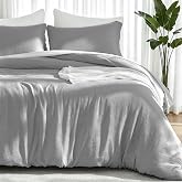 EMME Muslin Cotton Duvet Cover Set Linen Like Light Grey King | Soft Breathable, Lightweight Cozy, Skin‑Friendly, Easy Care, Hidden Zipper Closure, Corner Ties, All Season Use, Luxury Feel