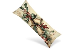 Christmas Body Pillow Cases 48x16 Inch Long Pillow Cover Bell with Hidden Zipper, Double Sided Printing Protector Cushion Cov