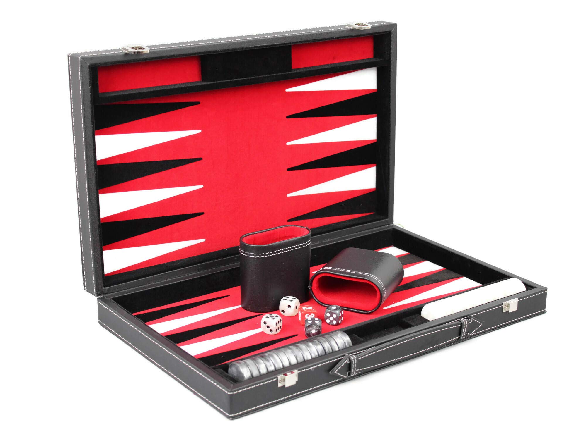 Royal Red Leather Backgammon Set 18 Inch