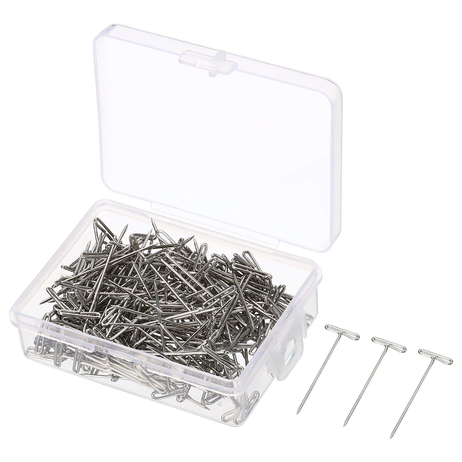 PATIKIL 1.25 Inch T-Pins, 200 Pack Stainless Steel Blocking Pin Needles for Modelling Crafts, Silver