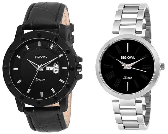 Bigowl Wrist Watch Couple Combo for Men and Women MEN06-WOMEN07