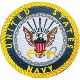 Antrix Round United States N Patch Embroidered Applique Patch Hook and Loop NAY Uniform Patch for Jacket Backpack Uniform Clothes - Dia 3.15"