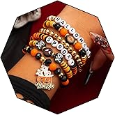 MEMFALL Stackable Halloween Bracelets - Pumpkin Spider Boo Clay Bead Bracelets for Women's Party Jewelry
