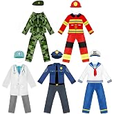 Hooling 5 Set Professional Suit Christmas Doll Accessories, Costume Outfits | Xmas Doctors Police Firemen Navy Army Costume, Festive Holiday Doll Clothing Decor, Soft Fabric, for Seasonal Party Displays