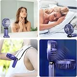 Jsdoin Handheld USB Rechargeable Fan 5 Speeds 5000mAh LED Display WathetBlue view 5