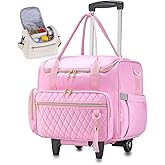 SUCIKORIO Rolling Laptop Bag 17.3 Inch With Insulated Lunch Bag 3 IN 1 Waterproof Rolling Briefcase With Wheels for Women