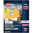 Avery Waterproof Printable Address Labels with Sure Feed, 1" x 2-5/8", White, 1,500 Blank Mailing Labels for Laser Printers (