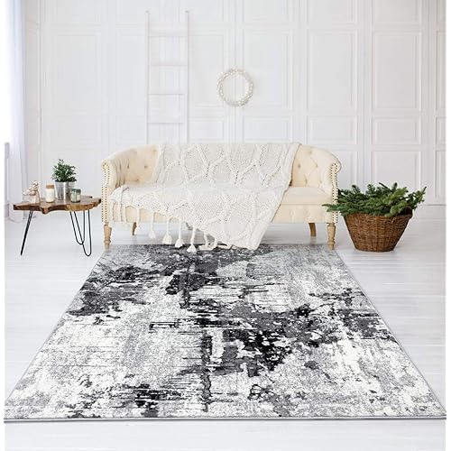 Luxe Weavers Abstract Area Rug (4' x 5', Gray)