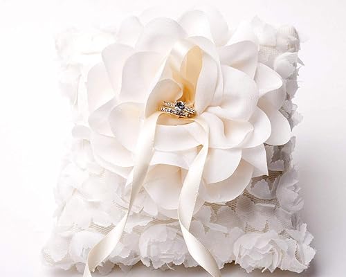 Amazon Com Champagne Wedding Ring Pillow With Oversized Corsage