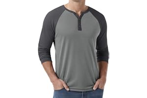 KESIHAN Men's Henley Shirts Long Sleeve Color Block Raglan Baseball Tee Shirt Regular Fit Casual Basic T Shirts