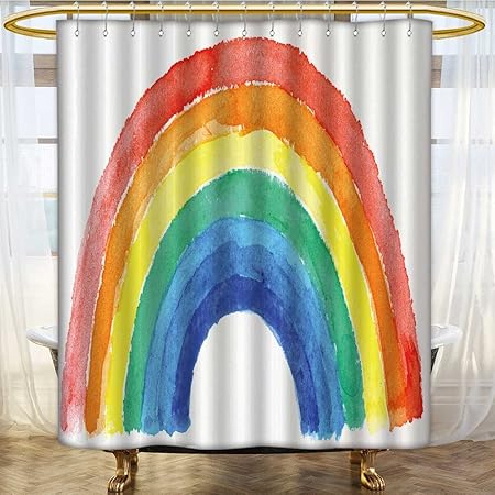 Amapark Modern Decor Shower Curtain Design Element Rainbow
