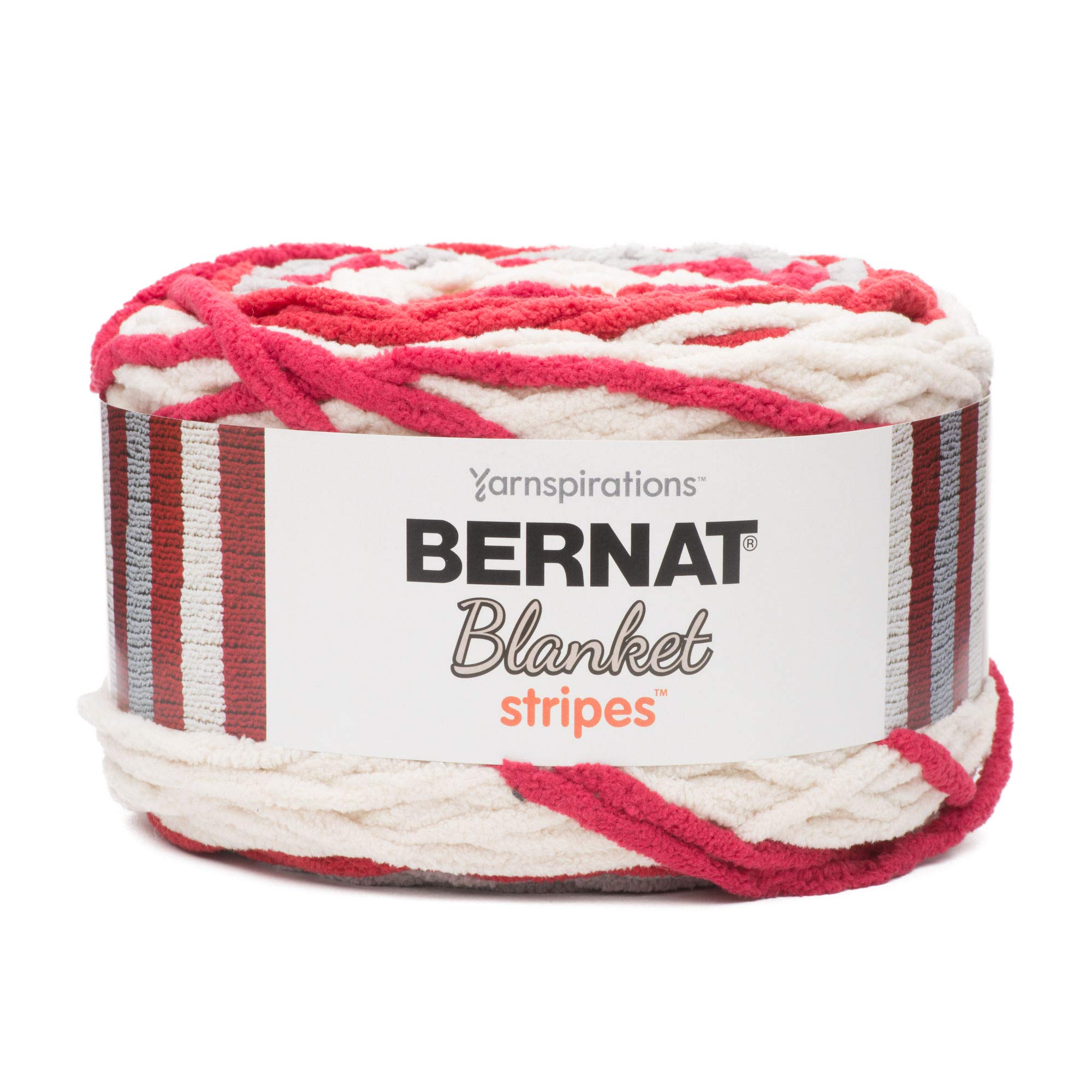 Photo 1 of Bernat Blanket Stripes Yarn, 10.5 oz, Gauge 6 Super Bulky Chunky, Red Alert