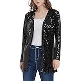 Anna-Kaci Women's Sequin Jacket Open Front Coat Blazer Party Cocktail Outerwear Cardigan,