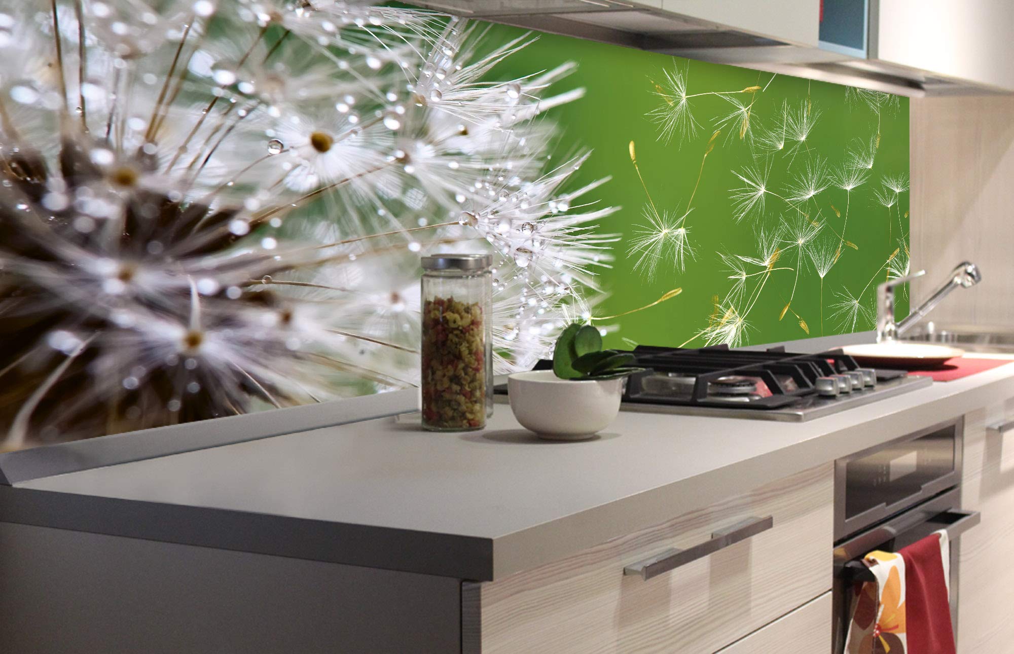 DIMEX LINE Peel and Stick Kitchen Backsplash Sticker Dandelion | Waterproof Decorative Wall Foil for Kitchen | Made in EU - 180.01 × 60.00 cm