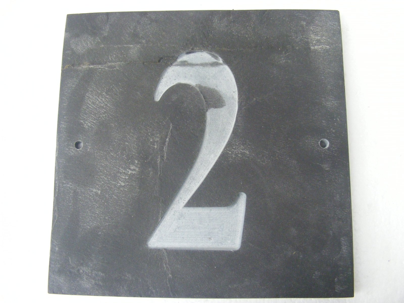 NUMBER 2 NATURAL GREY SLATE HOUSE DOOR NUMBER 6" x 6" DEEPLY ENGRAVED NATURAL SURFACE SIGN PLAQUE HOUSE WARMING GIFT (150 x 150mm) No. 2
