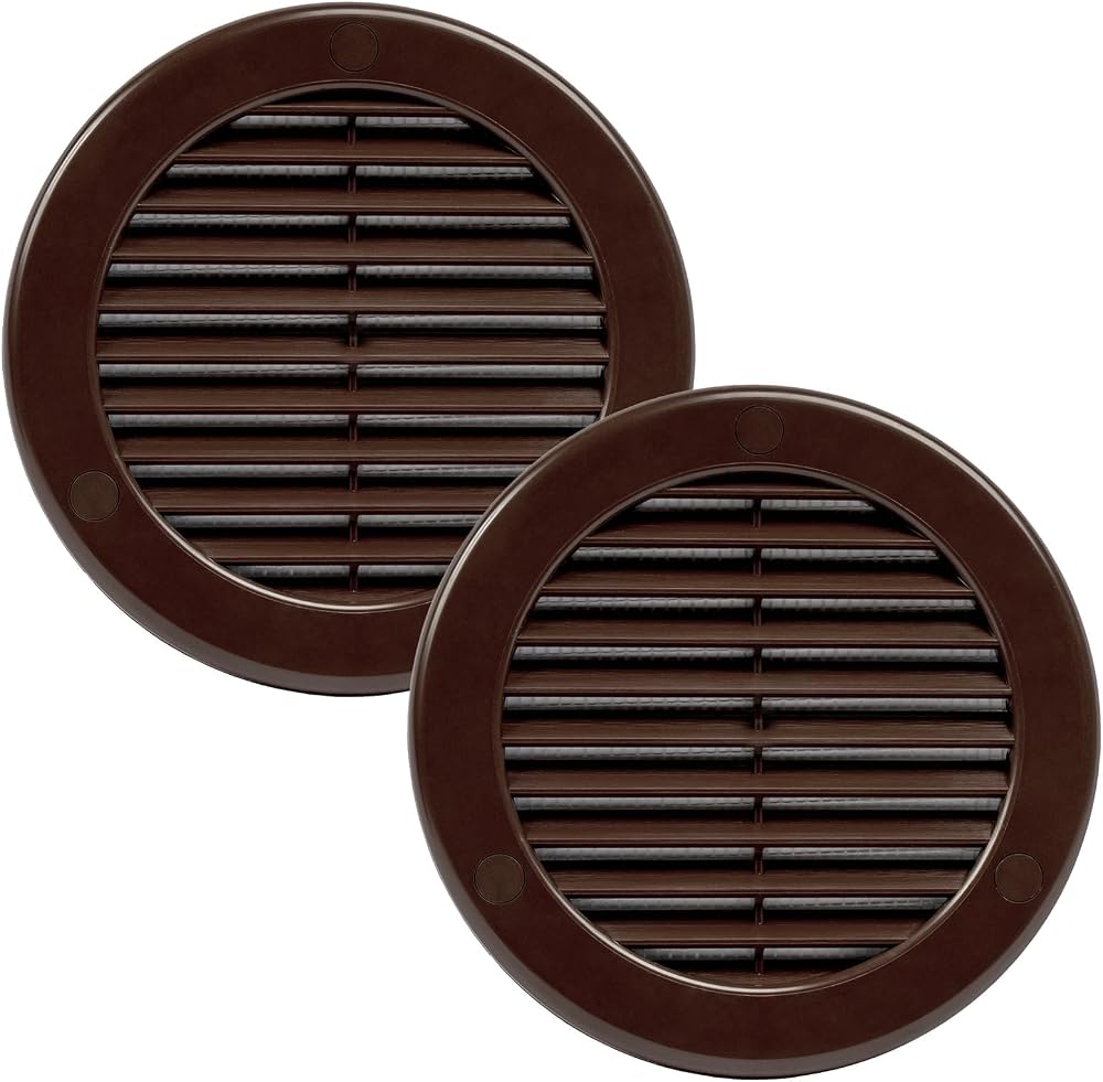 Vent Systems 4 Inch Round Vent Cover Pack of 2 Brown Plastic Grille