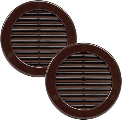 Vent Systems 4 Inch Round Vent Cover Pack of 2 Brown Plastic Grille