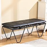 HEAH-YO 49" Modern Industrial Entryway Bench, PU Leather Upholstered End of Bed Bench, Comfy Ottoman Bench with Removable Cus