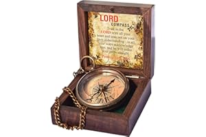 TA DIZAYN Trust in The Lord -Proverbs 3: 5-6 Engraved Compass, Graduation Gifts for Him, Birthday Gifts for Son, Husband, Inspirational, Motivational, Christmas, 2025 Unique Office Decor, Greeting Card Included