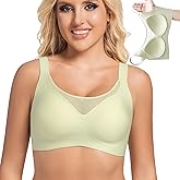 PRETTYWELL Wireless Bras for Women Molded Cup Comfort Push up Bra Mesh Seamless Full Coverage No Underwire Bra A to D Cup