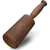 Lanties 12'' Round Turned 21 oz Beech Wood Carving Mallet Chisel Mallet Solid Wooden Hammer with 3.75'' Head Diameter Hard Carving Tools Fine Texture Stable Striking Force for Chisels DIY Projects