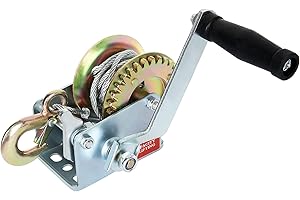 ASelected 800lbs Capacity Heavy Duty Hand Winch, Crank Strap Gear Boat Winch with 26FT Steel Cable and Hook, Manual Lifting Winches for Boat Trailer ATV or Shop Crane, Small Hoist for Deer Feeder