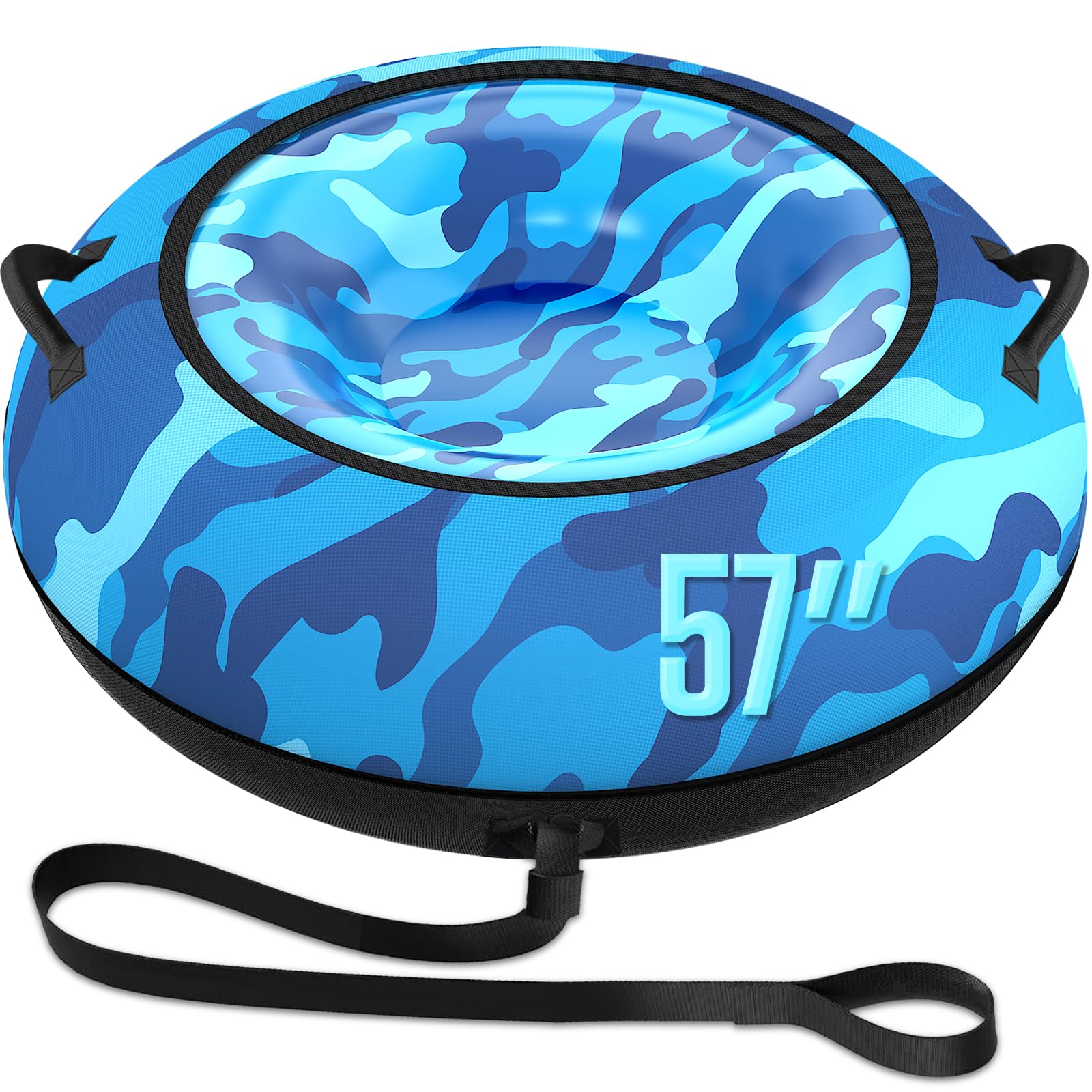 Photo 1 of Toffos 57" Snow Tube with 600D Oxford Cover, Heavy Duty Snow Sled for Adults with Thickened Bottom, Inflatable Cold Resistance Sledding Toboggan Winter Outdoor Skiing Fun Toys