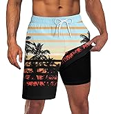 UNICOMIDEA Men Swim Trunks with Compression Liner 9 Inch Long Board Shorts