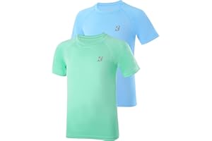 Roadbox Boys Rash Guard Swim Shirt, UPF 50+ Sun Protection Short Sleeve, Quick Dry Rashguard Water Shirt for Kids