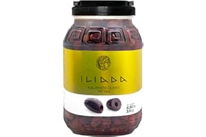 ILIADA Kalamata Pitted Olives, Net Wt 6.8 Lbs | Dr Wt 3.5 Lbs – 100% Hand-Picked & Traceable – Authentic Greek Olives in Brine