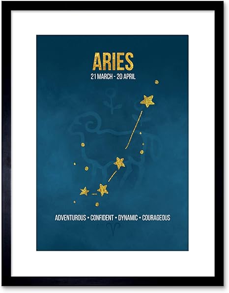 Amazon Com Zodiac Star Sign Birthday Astrology Blue Aries Framed Art Print F97x Furniture Decor